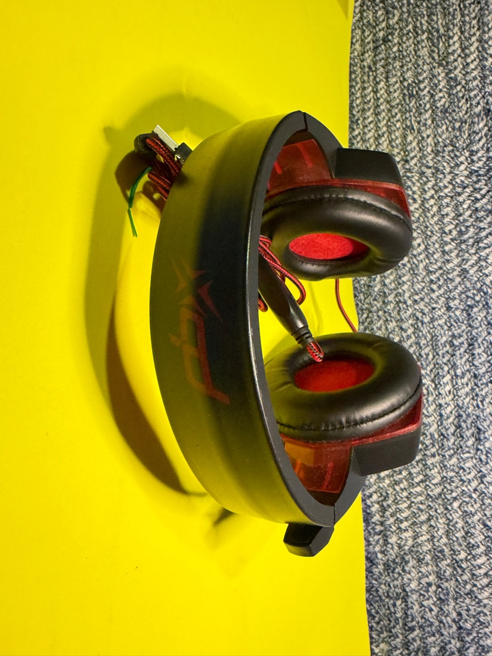 Black and Red Over-Ear Gaming Headphones with Mic